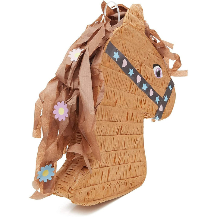 Horse Pony Pinata for Girls Birthday Party (12 X 16 3 in) Brown Wood - Diamond Home USA