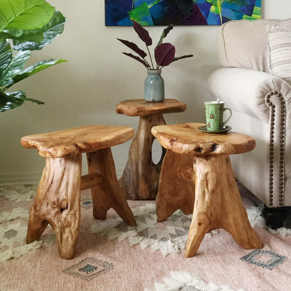 Cedar Roots Natural Flower Stand Reclaimed Woods End Table Finish Wood - Diamond Home USA