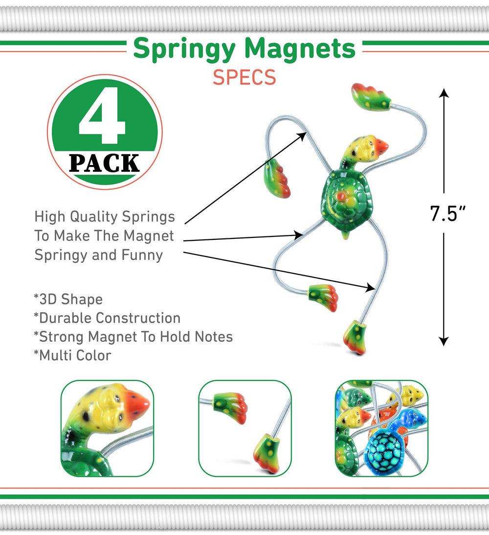 CoTa Global Sea Turtle Refrigerator Springy Magnets Set of 4 - Assorted Color - Diamond Home USA