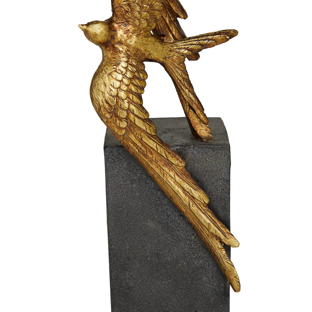 Gold Polystone Modern Birds Sculpture 8 X 4 21 Polyresin - Diamond Home USA