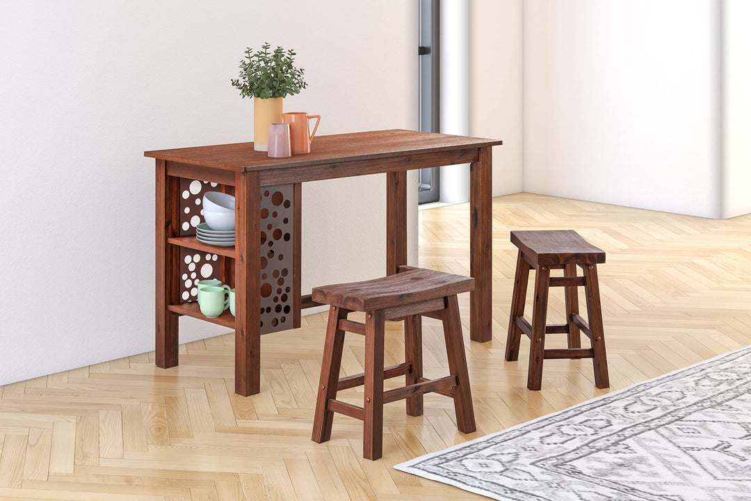 Boraam Sonoma Backless Saddle Dining Height Stool - Chestnut Wire-Brush - Set of - Diamond Home USA