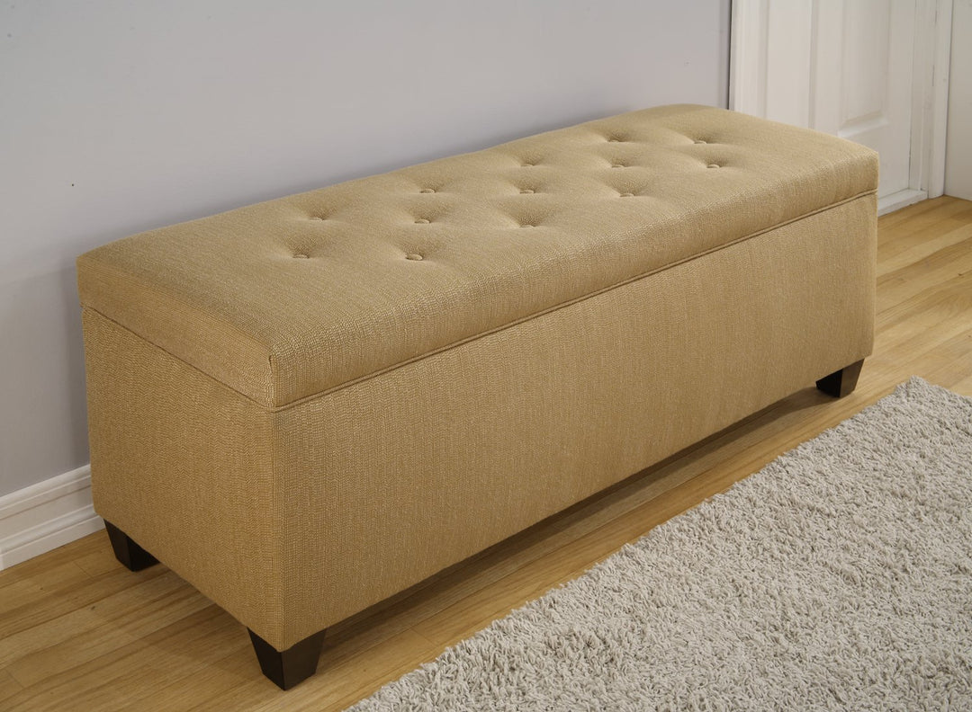 The Sole Secret Button Tufted Shoe Ottoman Storage Bench for Bedroom or Entryway Yellow Large - Diamond Home USA