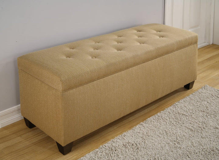 The Sole Secret Button Tufted Shoe Ottoman Storage Bench for Bedroom or Entryway Yellow Large - Diamond Home USA