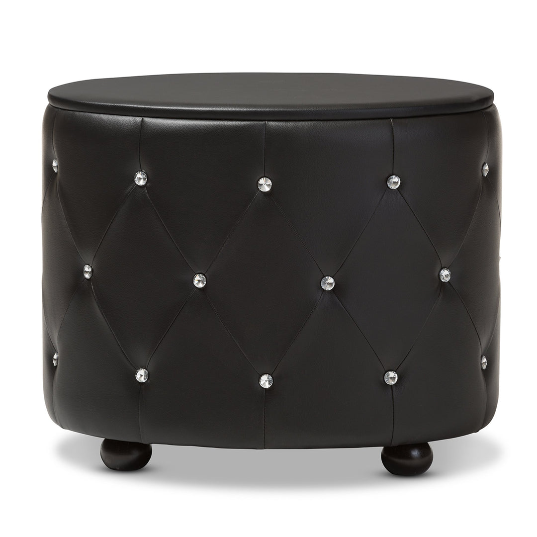 Baxton Studio Davina Hollywood Glamour Style Oval 2-Drawer Faux Leather - Diamond Home USA