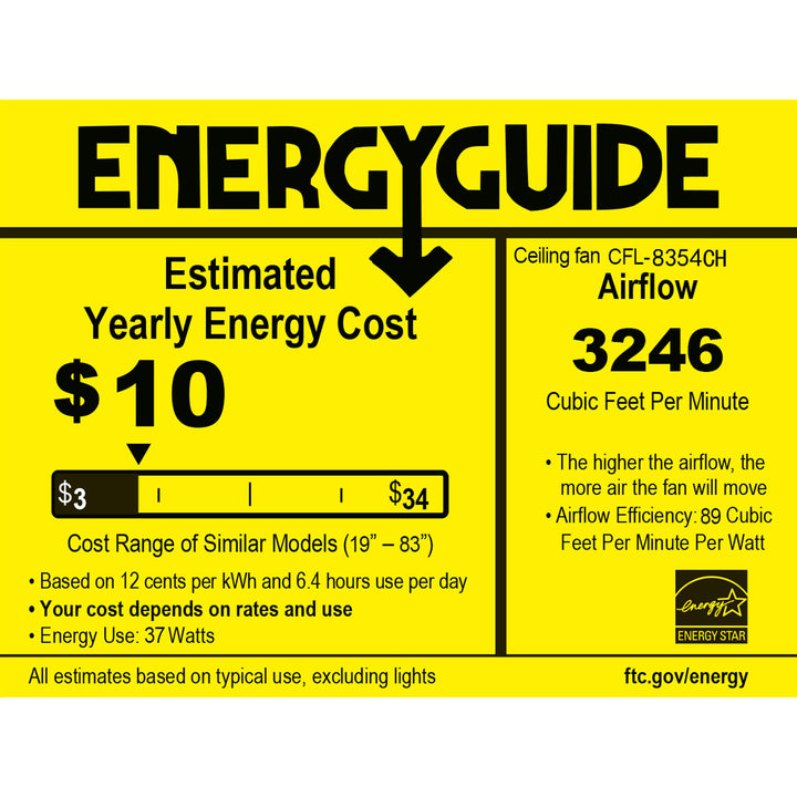 Warehouse of Tiffany CFL-8354CH Chow Chrome 5 Blade Ceiling Fan Silver 52 x 52 x Pull Chain - Diamond Home USA