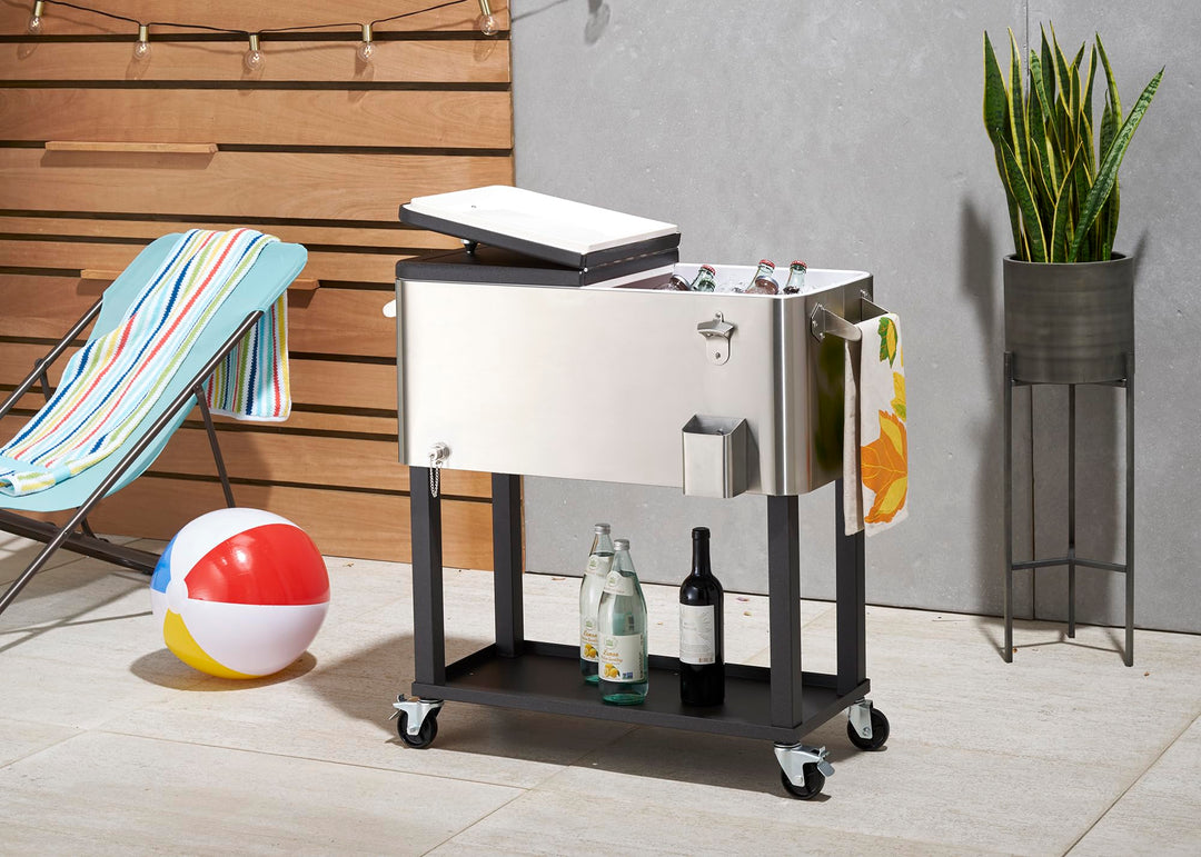 TRINITY Stainless Steel Beverage Cooler and Ice Chest with Wheels and Protective - Diamond Home USA