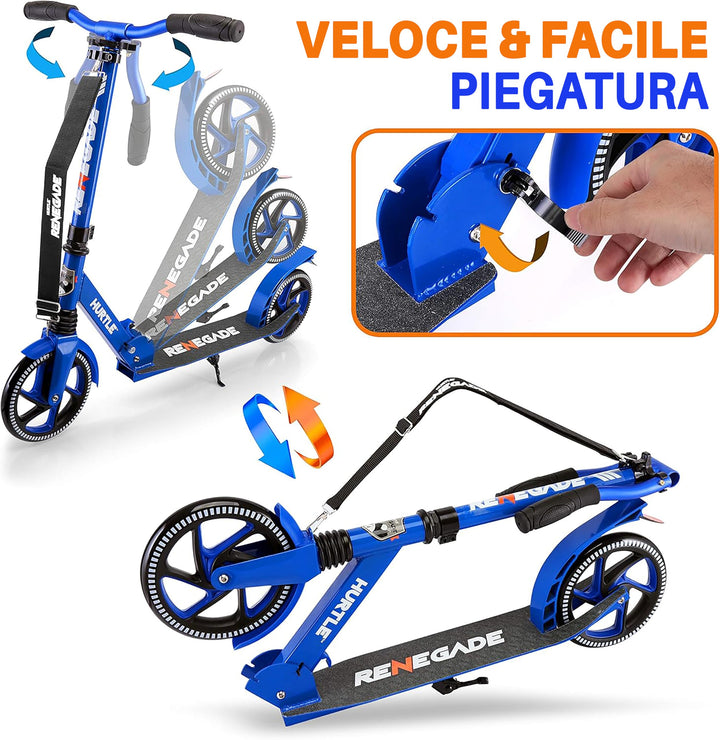 Hurtle Renegade Kick Scooters for Kids Teenagers Adults- 2 Wheel Kids Scooter - Diamond Home USA