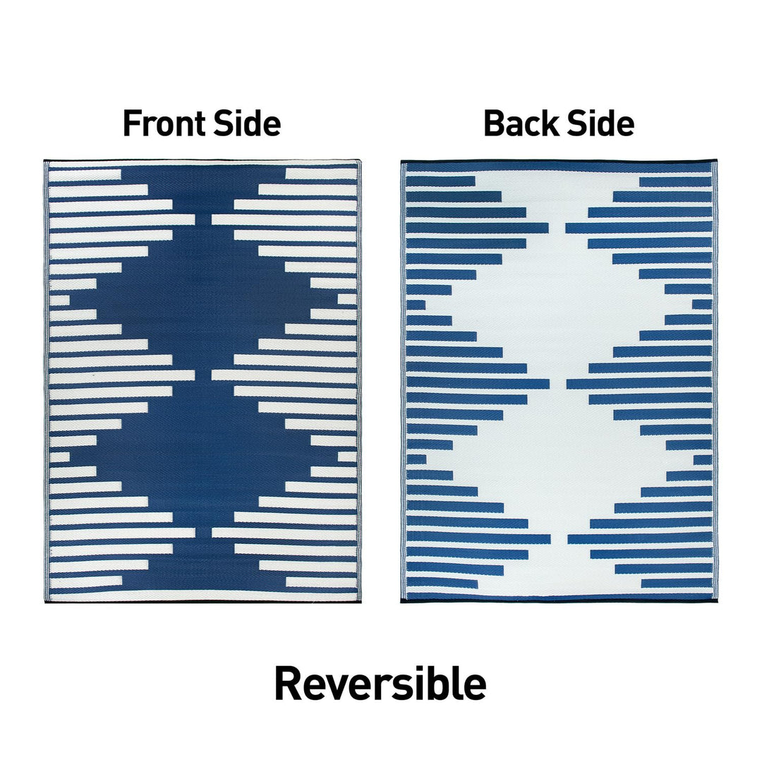 Rugshop Bohemian Diamond Stripe Reversible Crease-Free Waterproof Premium - Diamond Home USA