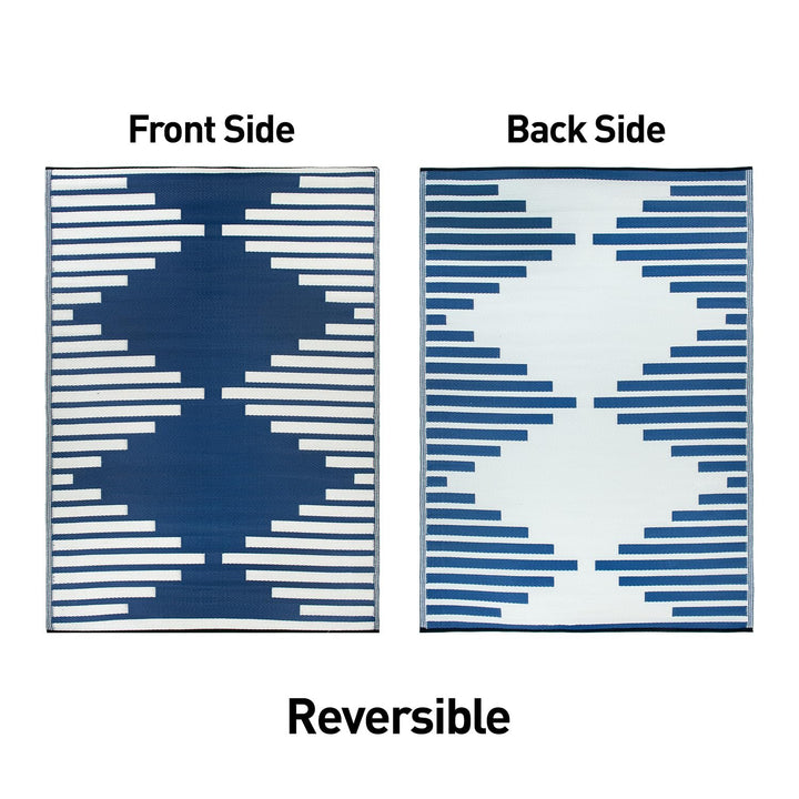Rugshop Bohemian Diamond Stripe Reversible Crease-Free Waterproof Premium - Diamond Home USA