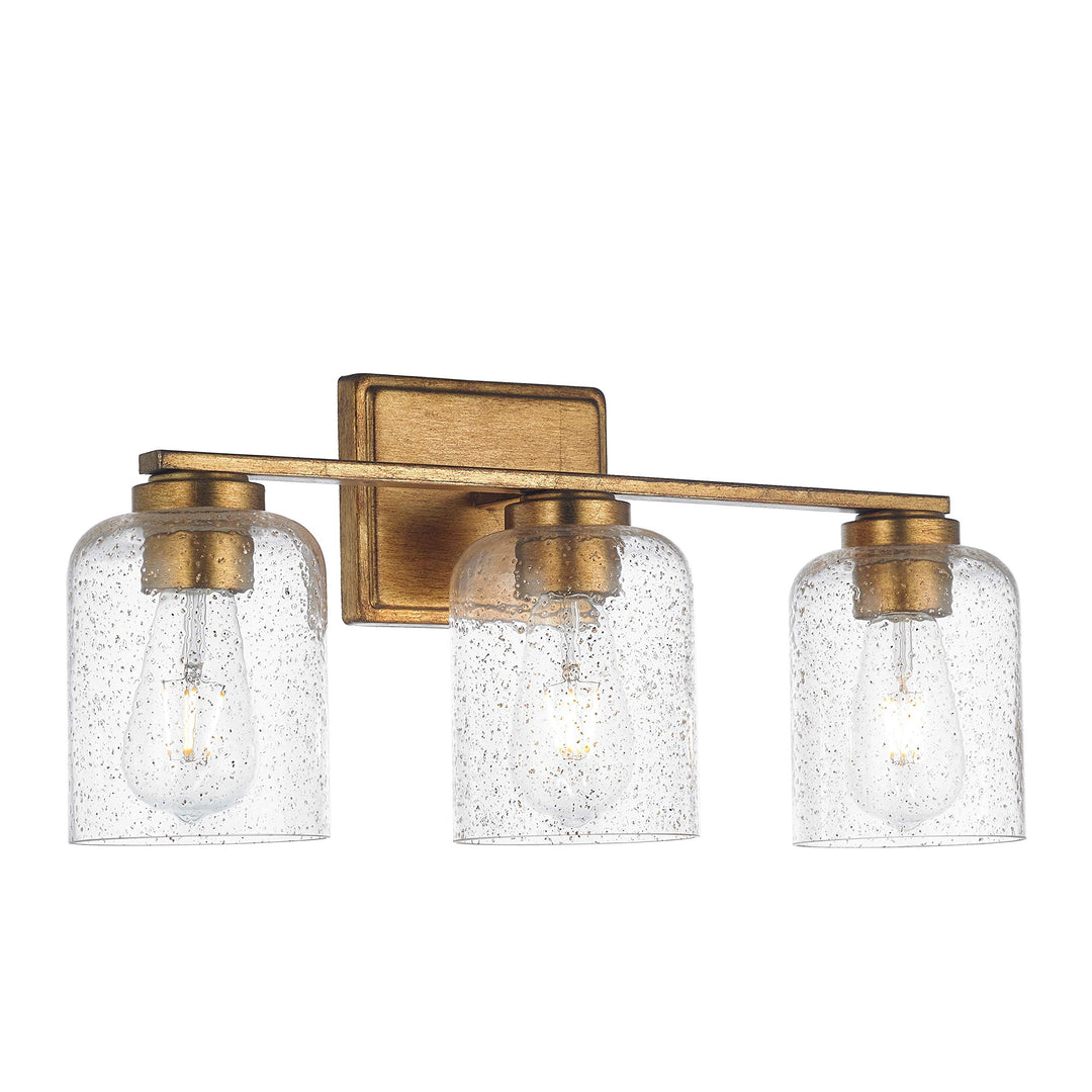 3 Light Antique Gold Vanity Modern Contemporary Metal Dimmable