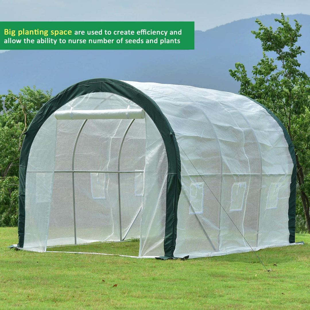 Aoodor Patio Greenhouse Walk-in Tunnel 12ft. x 7ft. x 7ft. Heavy Duty Frame 2 - Diamond Home USA
