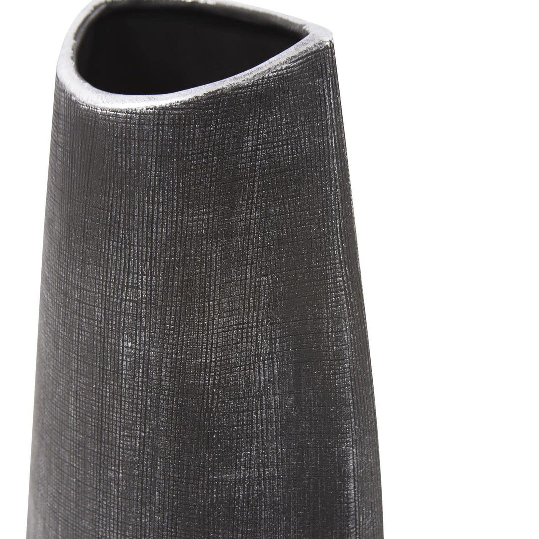 Howard Elliott Tall Free Formed Ceramic Vase in Textured Black - Diamond Home USA