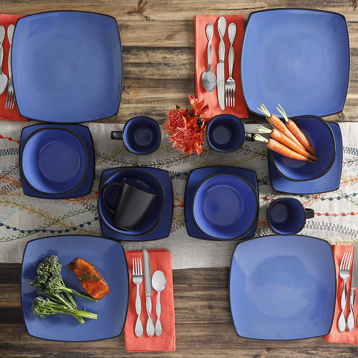 The Boutique Beautiful Soho Lounge 16 Piece Blue Dinnerware Set - Diamond Home USA