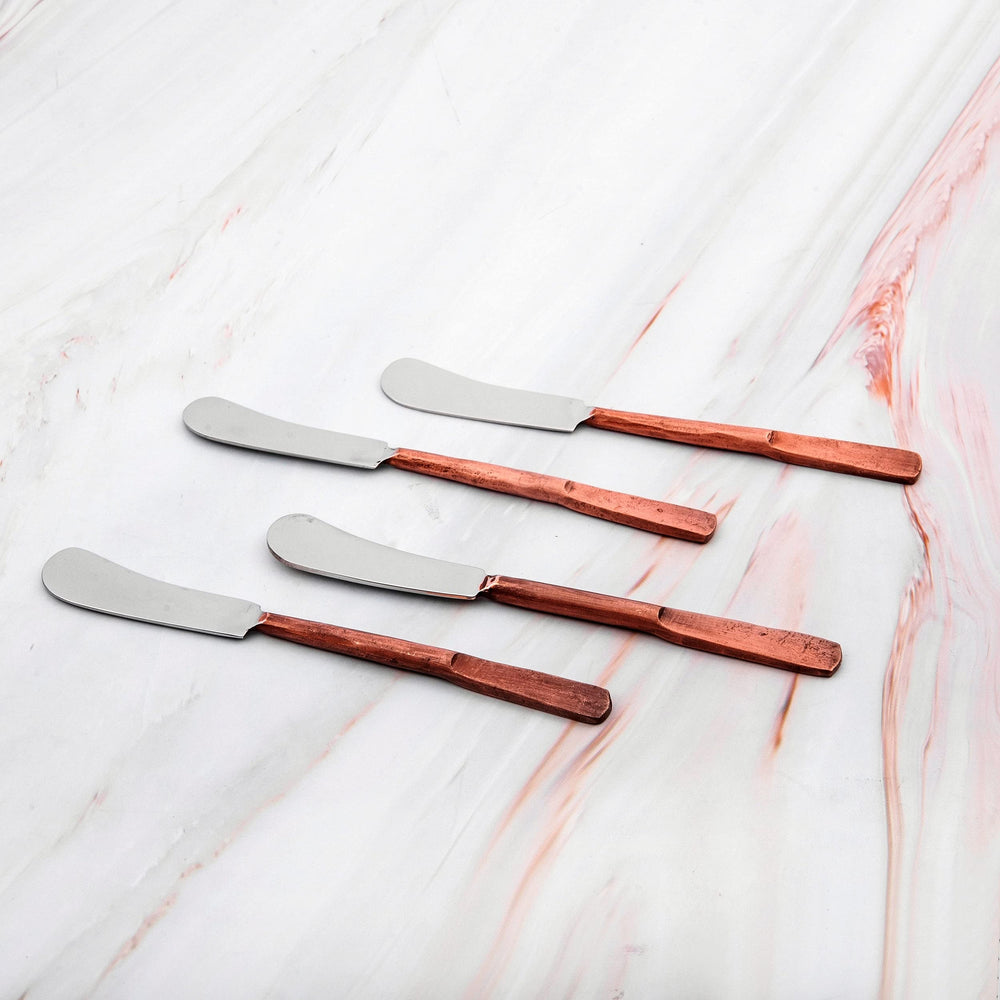 Copper Antique Butter Knife/spreader 4 Pcs. Set Bronze Stainless Steel Piece - Diamond Home USA