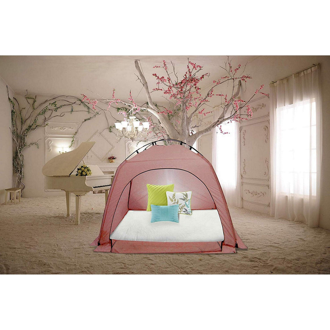 Privacy Play Tent On Sleep Bed for Kids Indoor Use 1pc Pink Fabric
