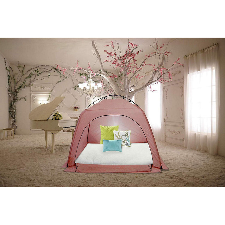 Privacy Play Tent On Sleep Bed for Kids Indoor Use 1pc Pink Fabric