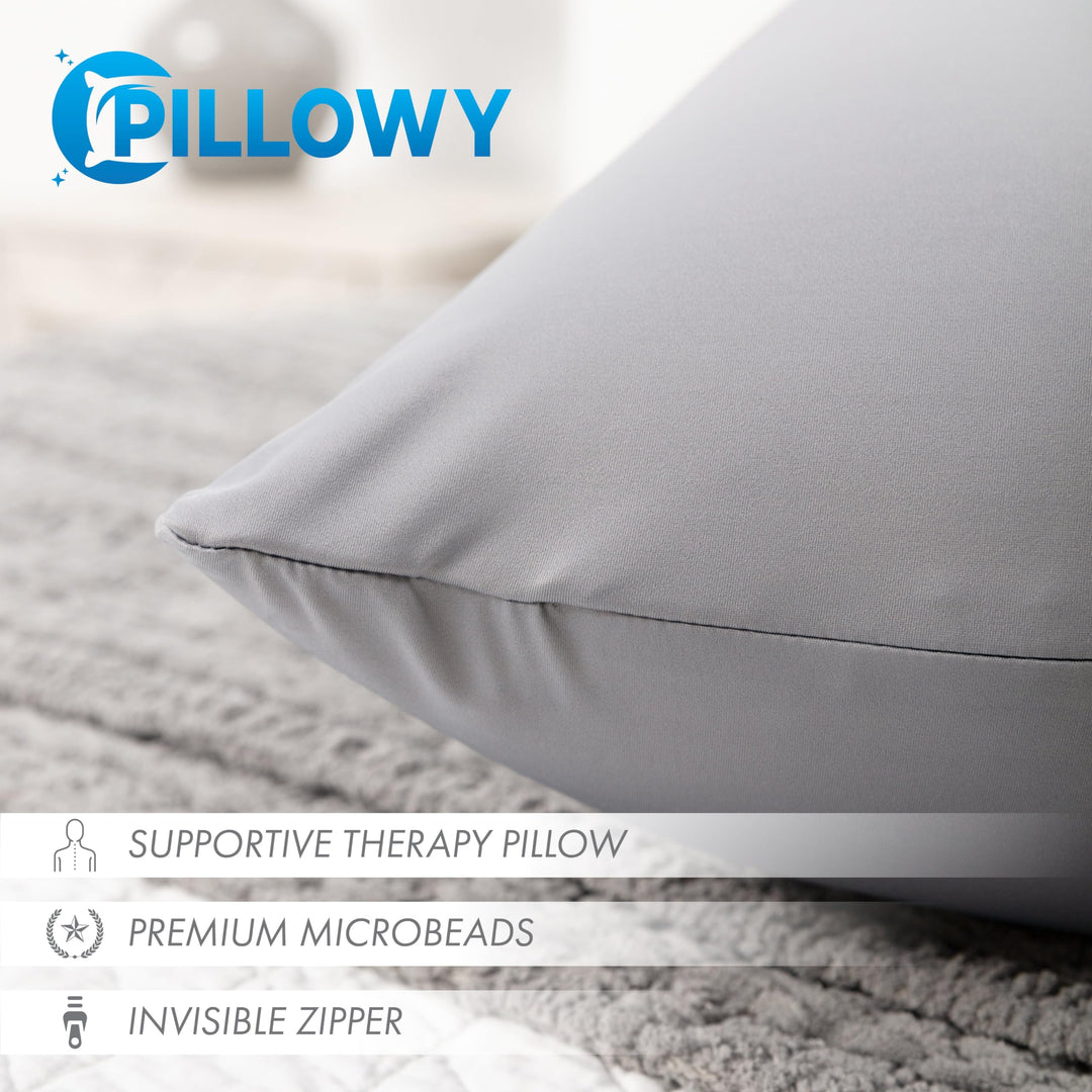 PILLOWY 22" x 22" Throw llow - Dark Grey: 1 PCS Luxurious Premium Microbead - Diamond Home USA