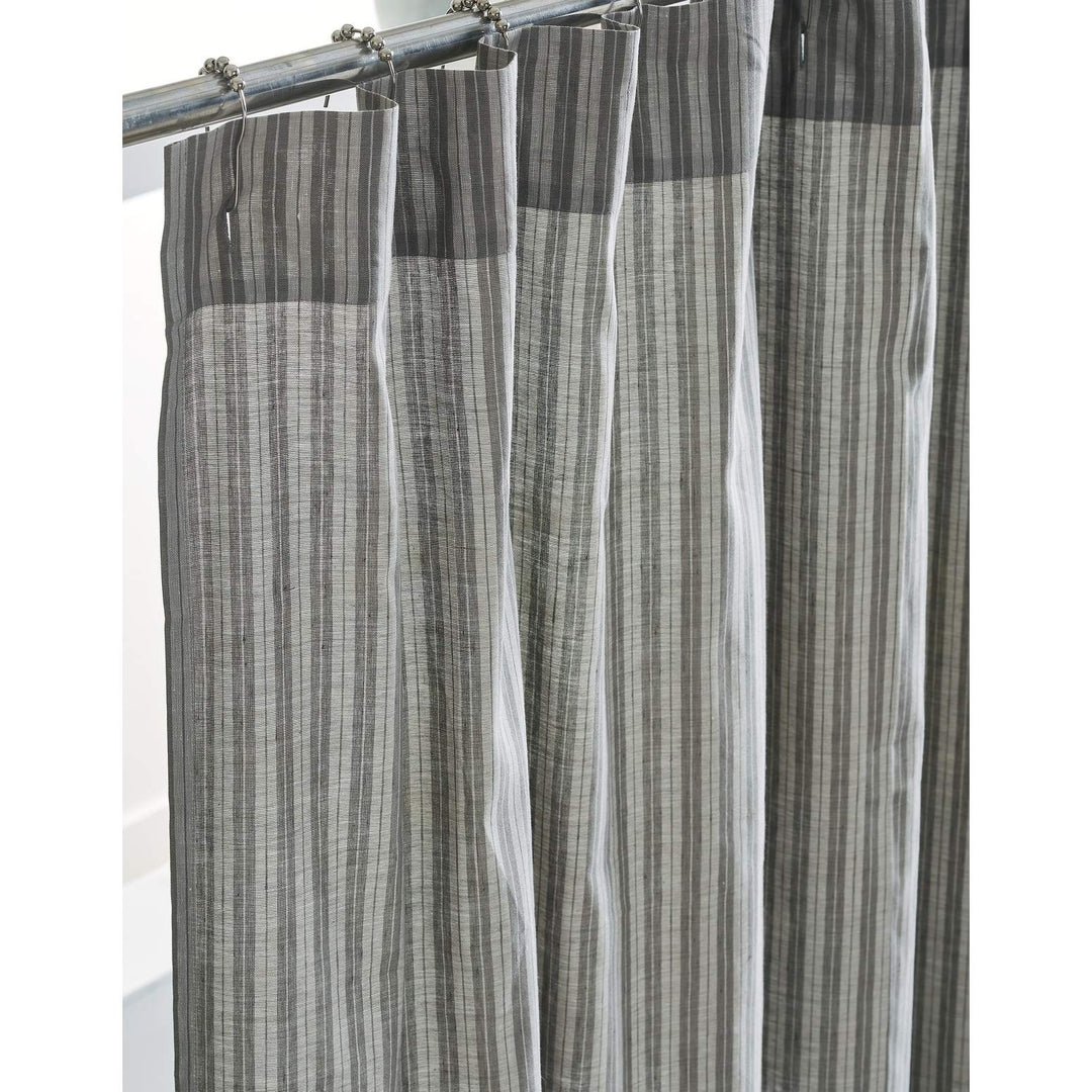 Shower Curtain Grey Striped Modern Contemporary Cotton Blend - Diamond Home USA