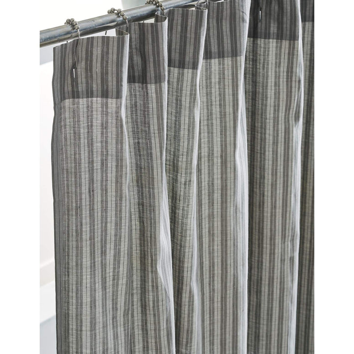 Shower Curtain Grey Striped Modern Contemporary Cotton Blend - Diamond Home USA