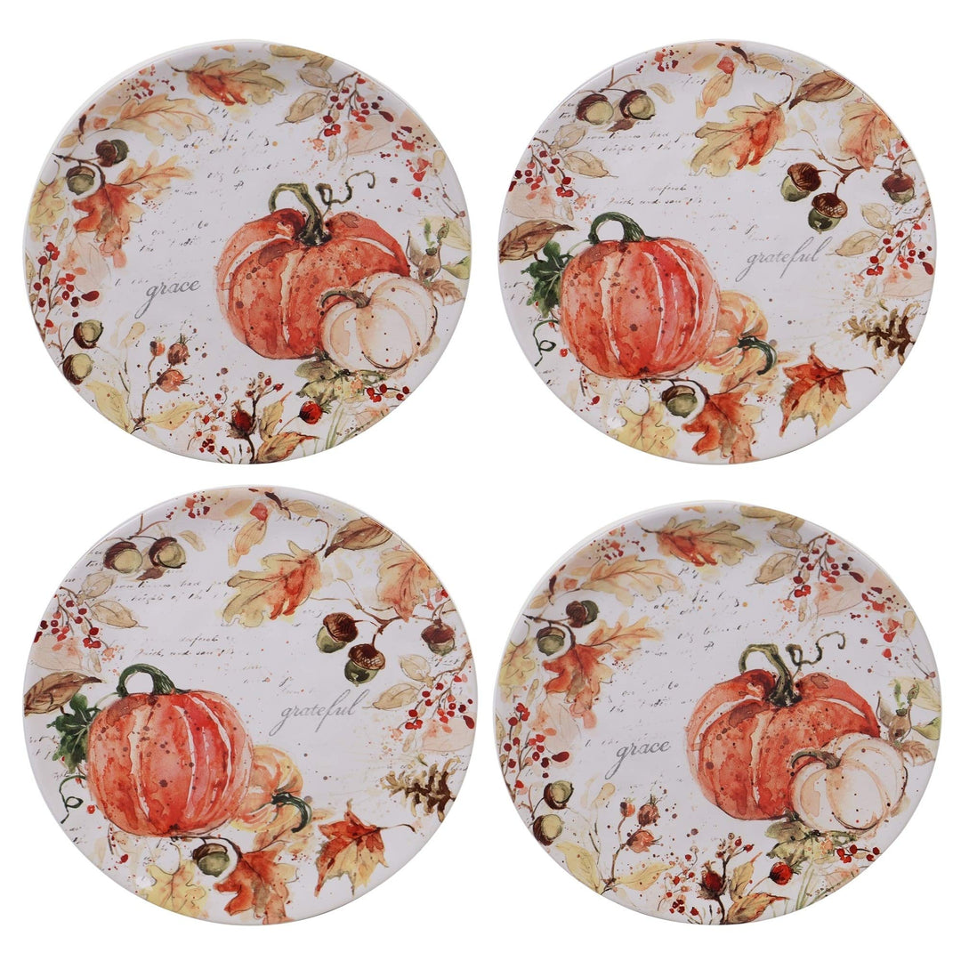Harvest Splash Salad Plates Set Of 4 Green Orange White Garden Casual Country