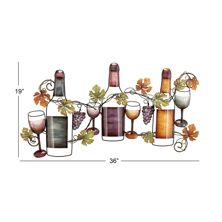 Metal Wine Wall Decor Multi Color Traditional - Diamond Home USA