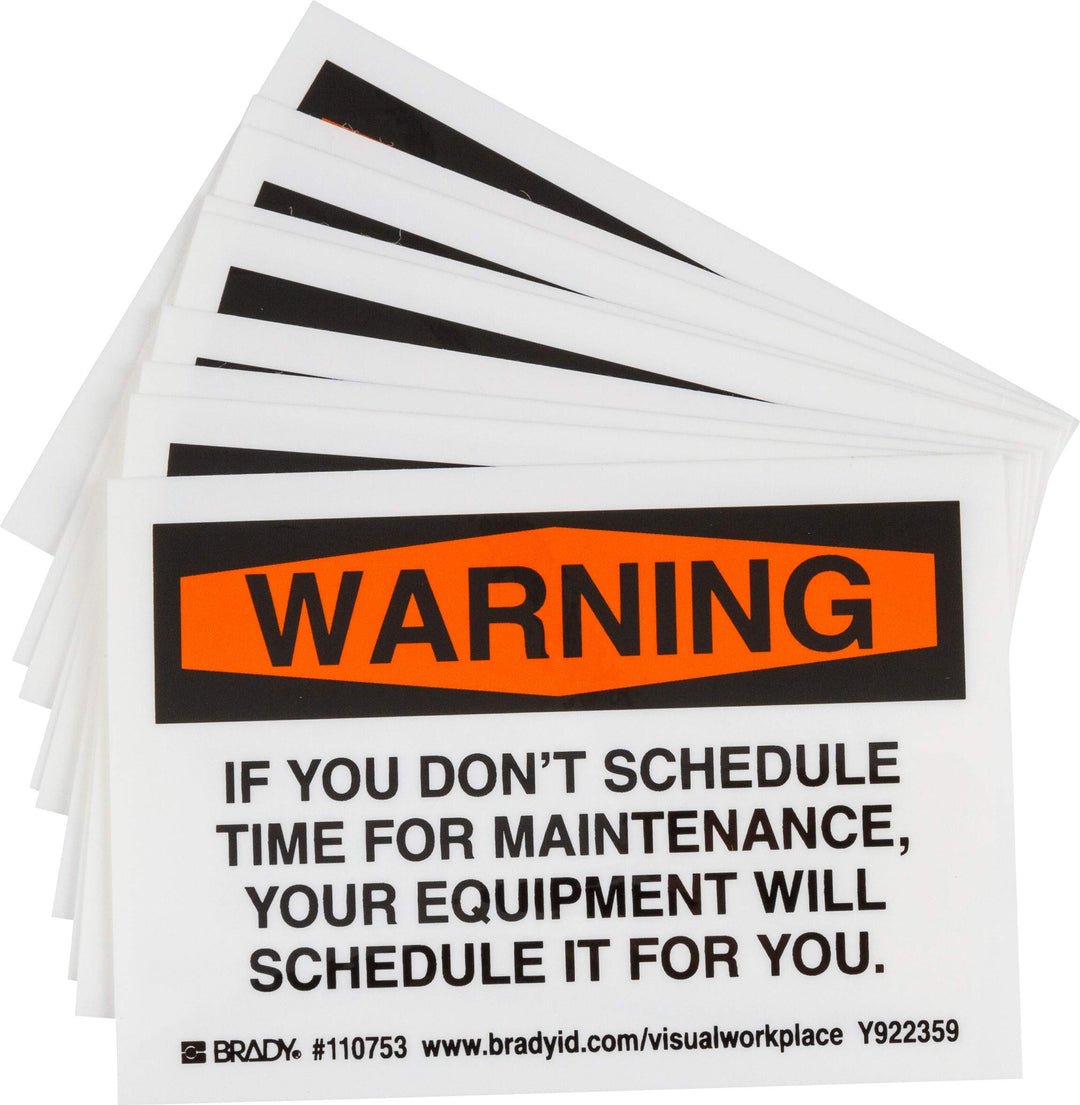 Brady SPC Brady 110753 Reliability Label Black/Orange on White 10/Pack 3.5"