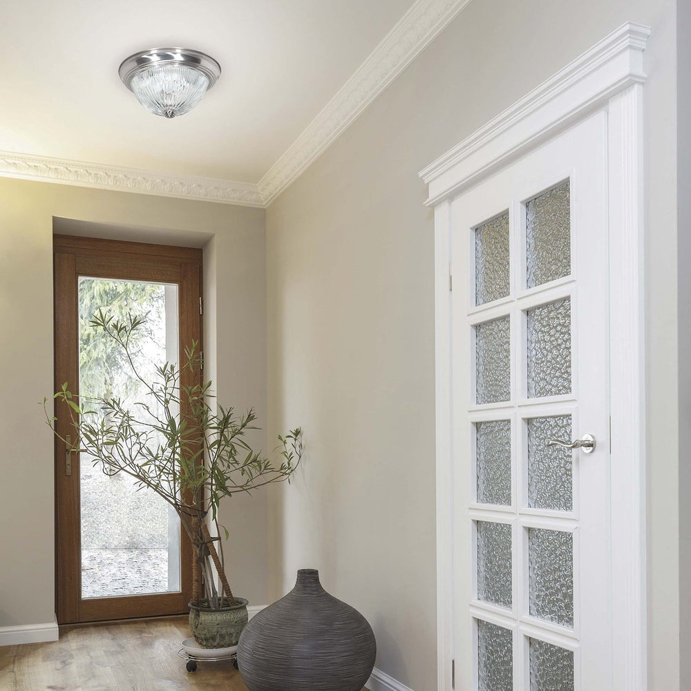 NUVO SF76/609 Two Light Flush Mount Brushed Nickel/Clear Ribbed Glass - Diamond Home USA
