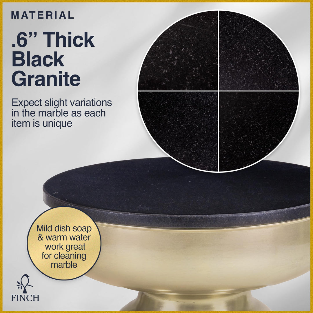 Finch Adler Metal Accent Side Table 16" Natural Granite Top Brushed Brass Base - Diamond Home USA