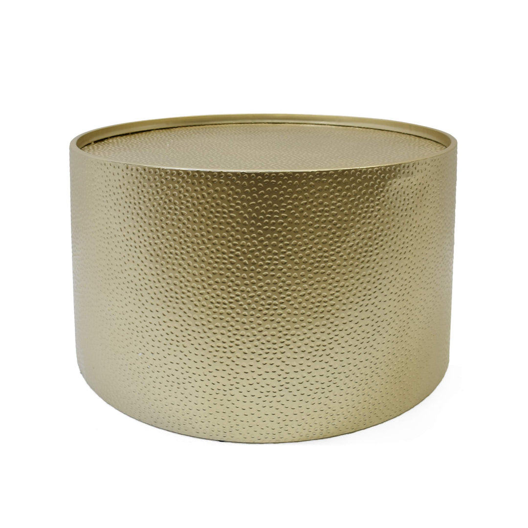 Christopher Knight Home Rache Modern Round Coffee Table with Hammered Iron Gold
