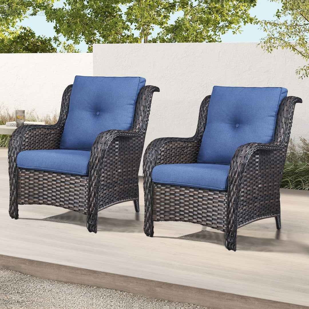 Outdoor Patio Rattan Furniture Set Wicker Chairs 2-Piece Black Modern