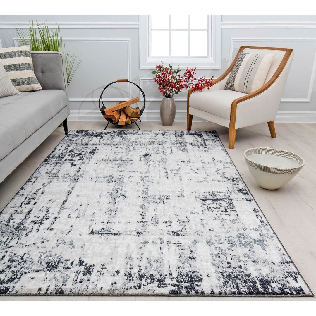 Rugs America Amabella IV40A Black Horizon Abstract Vintage Area Rug 8'x10' 8' x 10'
