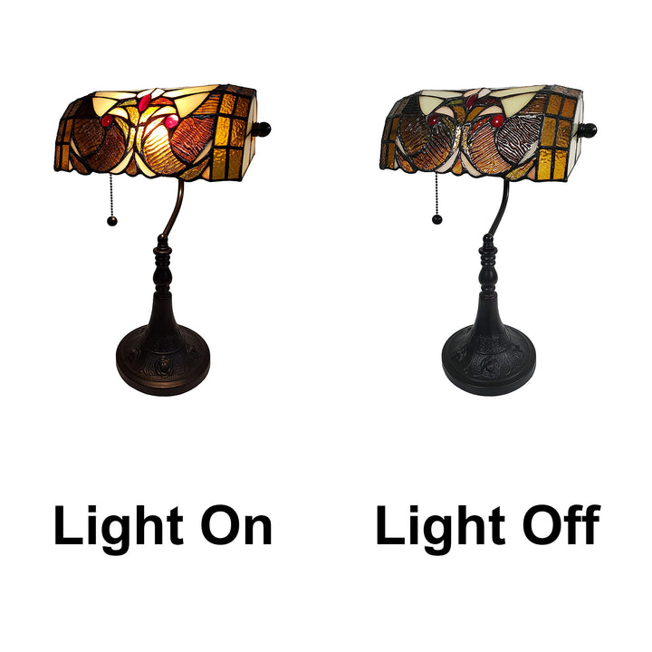 Amora Lighting Tiffany Style Stained Glass 16" Tall Desk Lamp Dark Amber - Diamond Home USA
