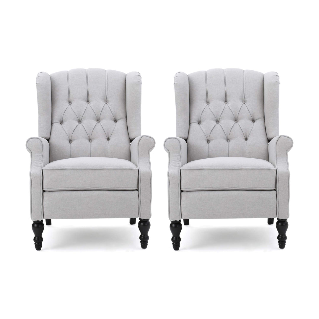 Christopher Knight Home Earlean Fabric Recliner (Set of 2) Light Gray Dark Brown Light Gray + Dark Brown