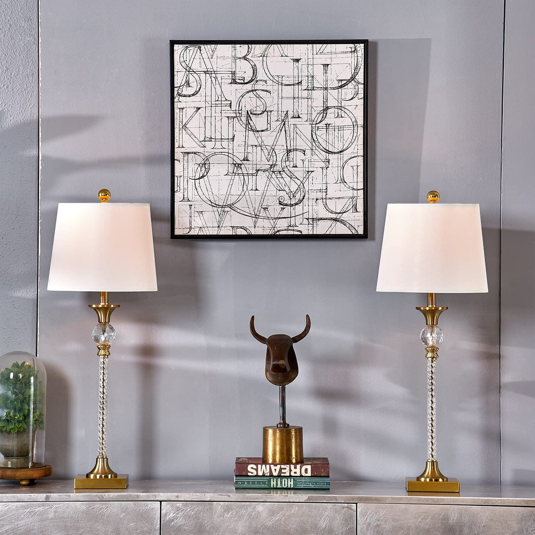 29.5'' Metal Gold/Clear Buffet Lamp Clear Gold Glam Mid-Century Modern - Diamond Home USA