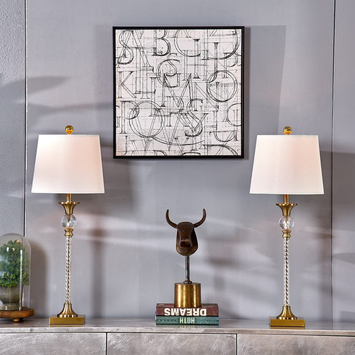 29.5'' Metal Gold/Clear Buffet Lamp Clear Gold Glam Mid-Century Modern - Diamond Home USA