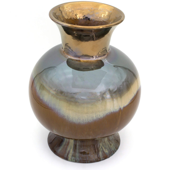 Globular Vase Multi Color Rustic Stoneware - Diamond Home USA