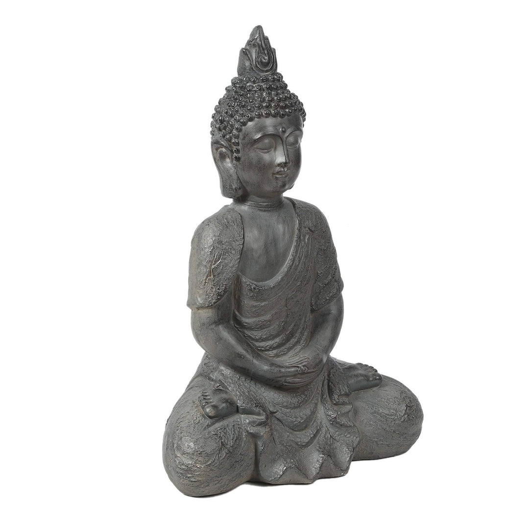 Gray Mgo 21.7in. H Meditating Buddha Garden Statue Grey Oriental Magnesium Oxide - Diamond Home USA