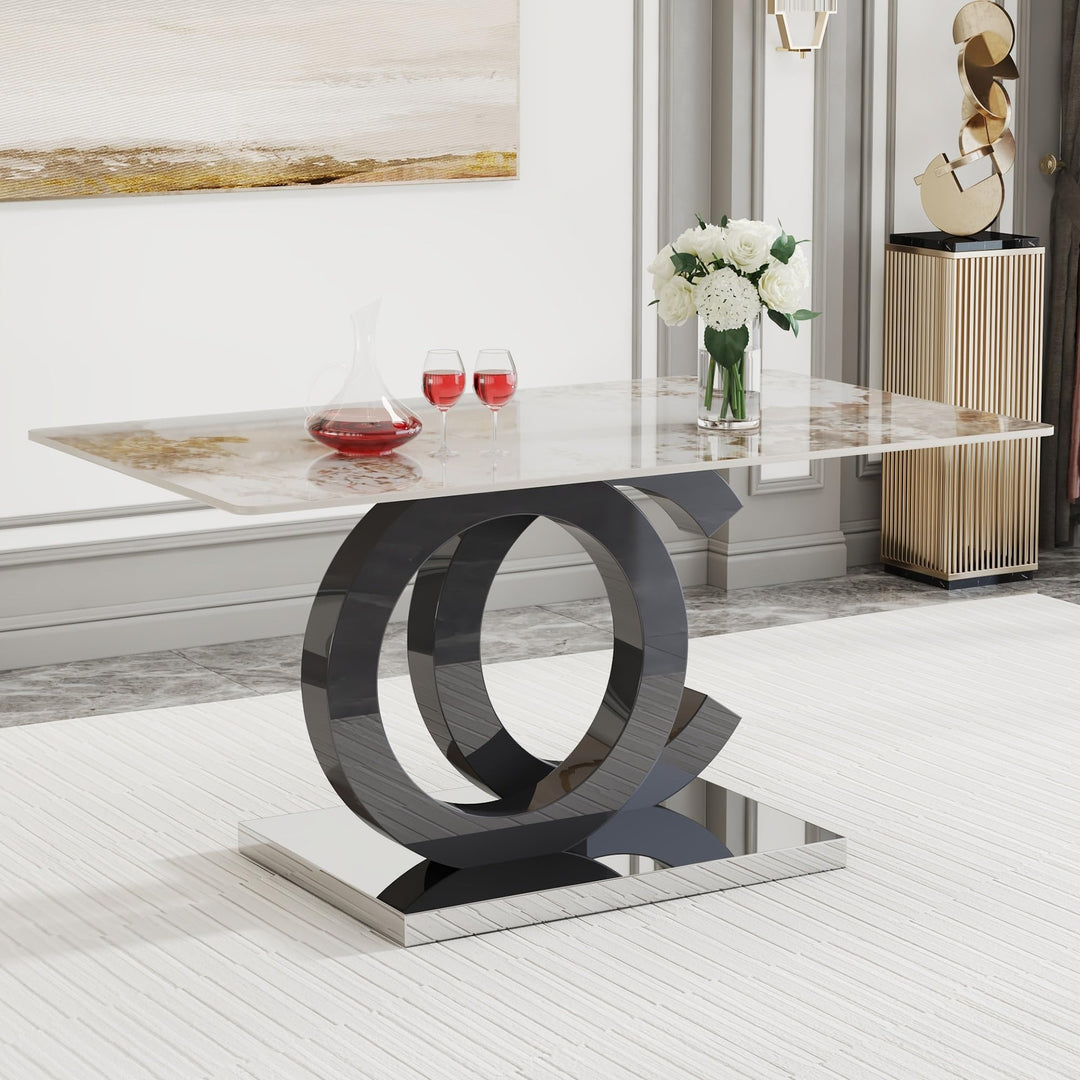 Large Modern Minimalist Rectangular Dining Table Suitable for 6-8 People