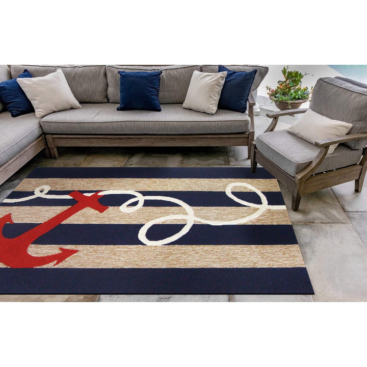 Frontporch Anchor Indoor/Outdoor Rug Navy 42"x66" Blue Novelty Rectangle - Diamond Home USA