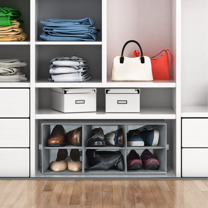 Shoe Organizer Bin 6 Section Cubby Shelves Foldable Portable Detachable Closet - Diamond Home USA