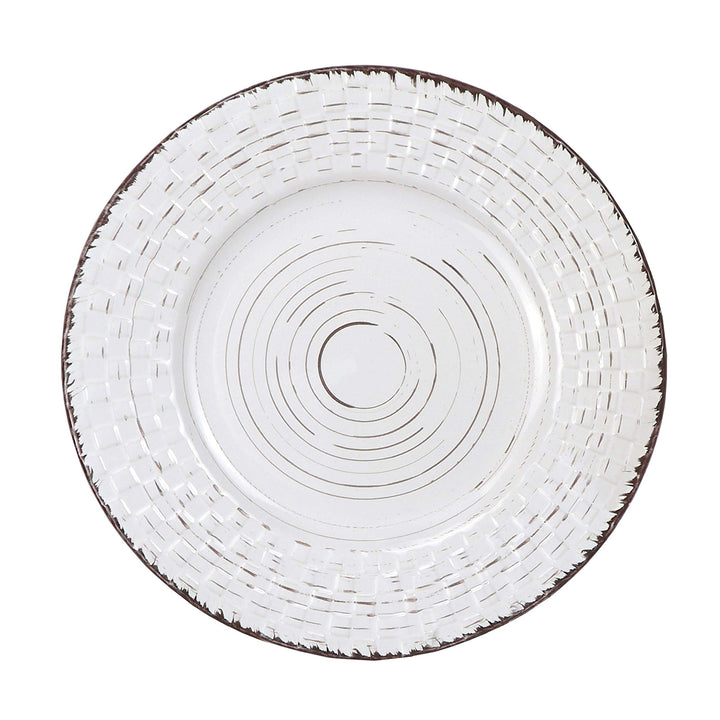 Home 16 Piece Distressed Weave Dinnerware Set-White White Solid Casual Farmhouse - Diamond Home USA