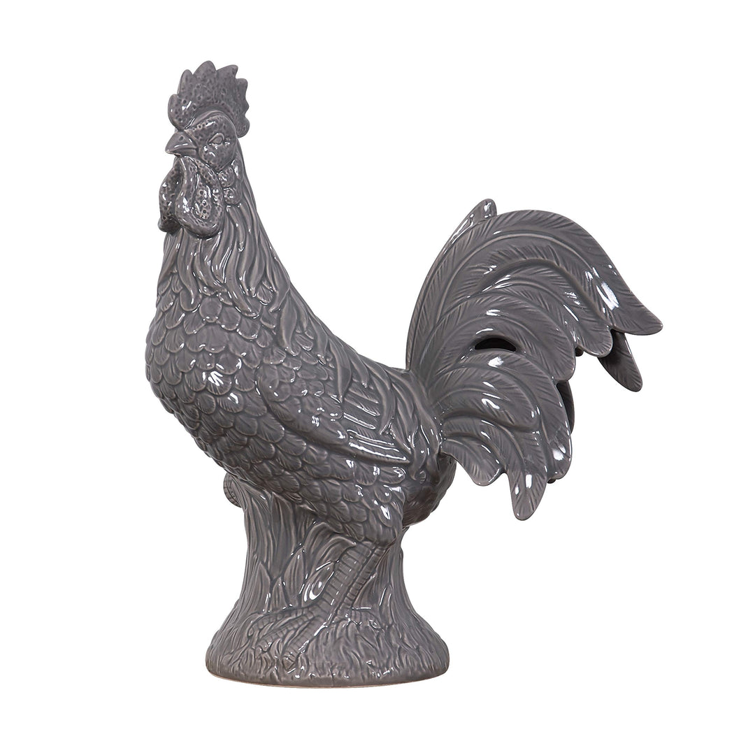 Grey Rooster Statue Animals Ceramic
