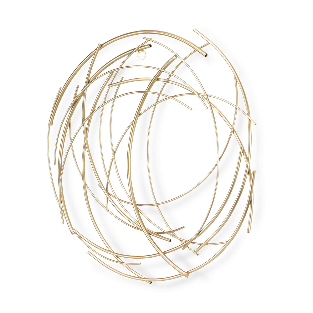 Gold Metal Abstract Round Hanging Wall Art Modern Contemporary Includes Hardware - Diamond Home USA