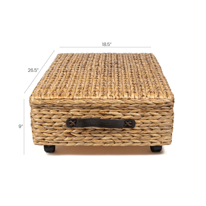 happimess BSK1006A Chett Minimalist Hand-Woven Hyacinth/Wood Underbed Storage Natural - Diamond Home USA