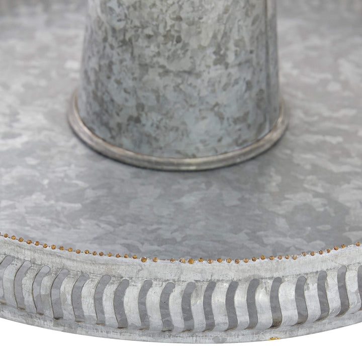 Round Silver Galvanized Metal 2 Tier Tray Stand 16 inch X 15 inch 16 X 15round - Diamond Home USA