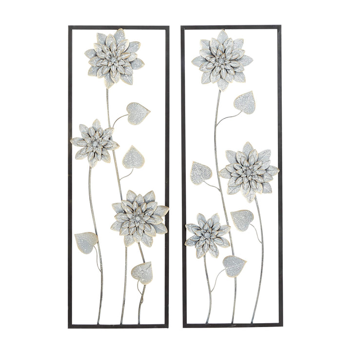 Grey Metal Contemporary Wall (Set of 2) 12 X 1 36 Modern - Diamond Home USA