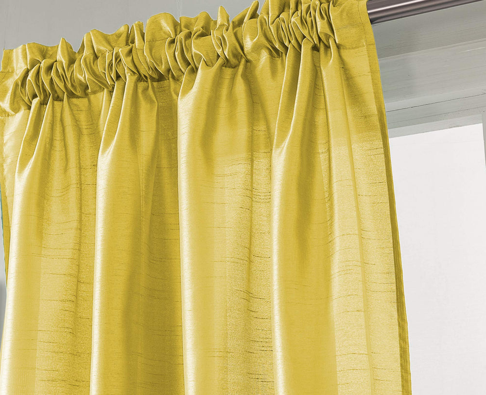 RT Designers Collection 54 X 84 Lemon Nikki Faux Silk Rod Pocket Curtain Panel - Diamond Home USA