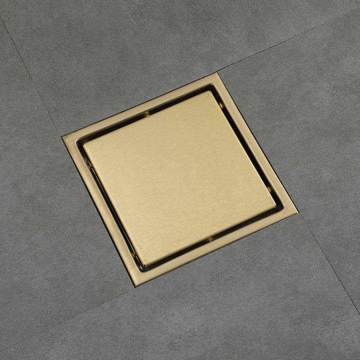 Brushed Gold 6 Inch less Material Shower Drain with Abs Base X Yellow - Diamond Home USA