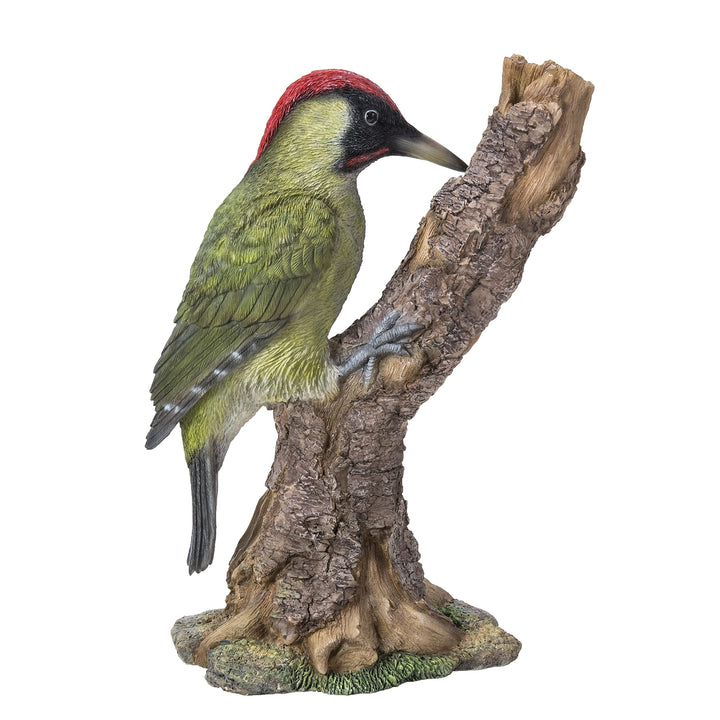 Woodpecker On Stump Statue Multi Color Animals Polyresin - Diamond Home USA