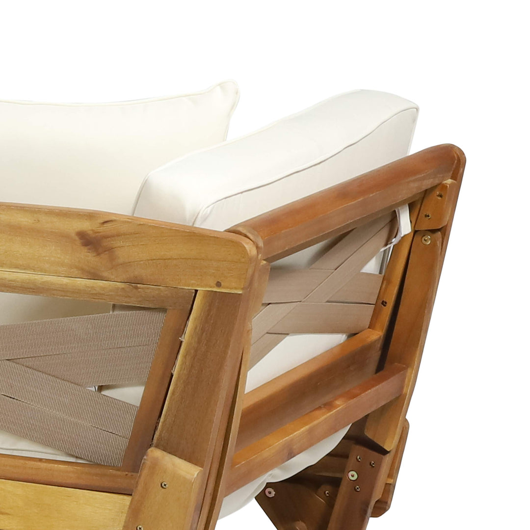 Christopher Knight Home Patrick Outdoor Acacia Wood Expandable Daybed with Water Teak Finish + Khaki + Beige Cushion - Diamond Home USA